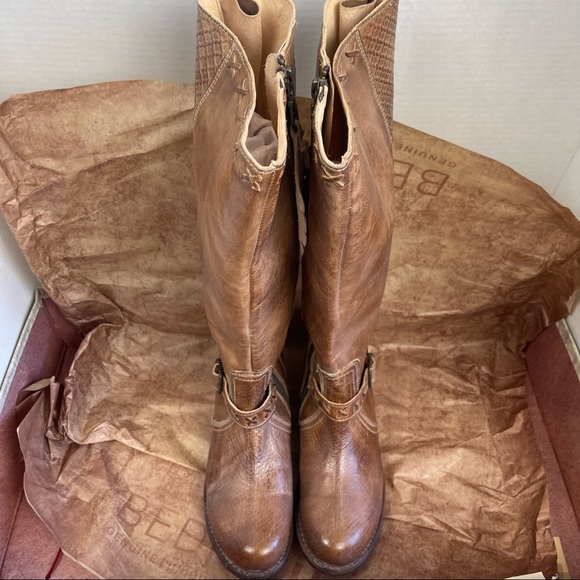 Bed Stu Women’s Glaye Leather Distressed Riding Boots Tan Rustic Size 6 - Picture 6 of 8